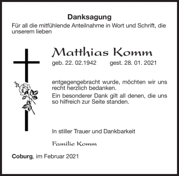 Traueranzeige von Matthias Komm von Neue Presse Coburg