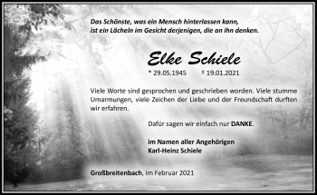 Traueranzeige von Elke Schiele von Südthüringer Presse