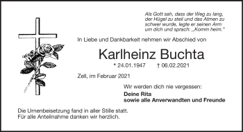 Traueranzeige von Karlheinz Buchta von Frankenpost