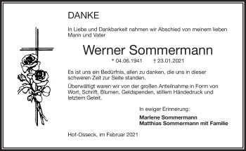 Traueranzeige von Werner Sommermann von Frankenpost