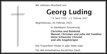 Traueranzeige von Georg Luding von Frankenpost