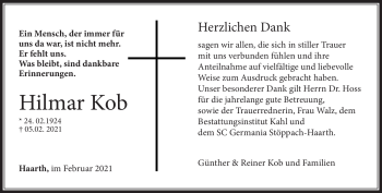 Traueranzeige von Hilmar Kob von Neue Presse Coburg