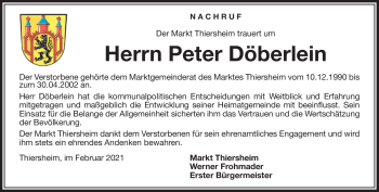 Traueranzeige von Peter Döberlein von Frankenpost