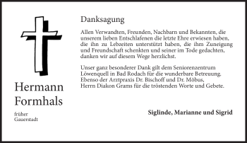 Traueranzeige von Hermann Formhals von Neue Presse Coburg