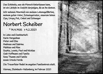 Traueranzeige von Norbert Scheiber von Südthüringer Presse