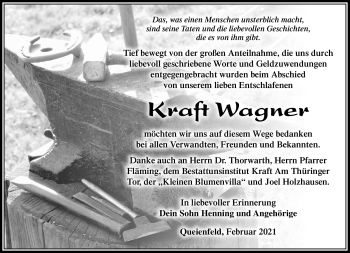 Traueranzeige von Kraft Werner von Südthüringer Presse