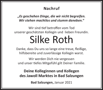 Traueranzeige von Roth Silke von Südthüringer Presse