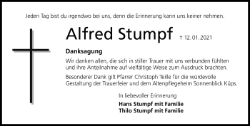 Traueranzeige von Afred Stumpf von Neue Presse Coburg