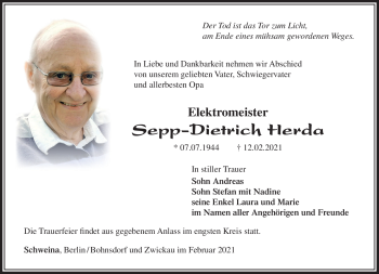 Traueranzeige von Herda Sepp-Dietrich von Südthüringer Presse