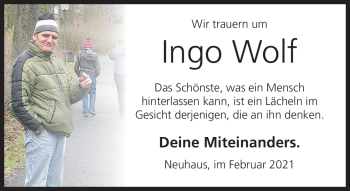 Traueranzeige von Ingo Wolf von Südthüringer Presse