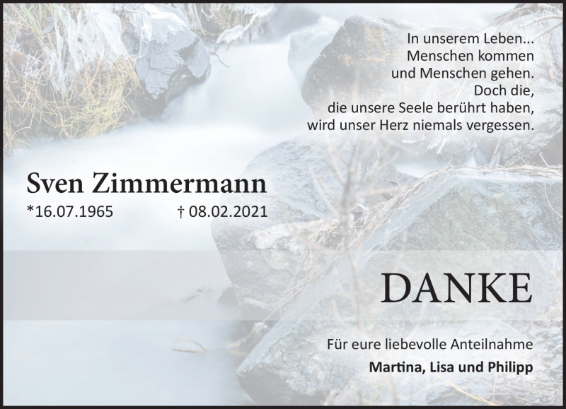  Traueranzeige für Sven Zimmermann vom 27.02.2021 aus Neue Presse Coburg