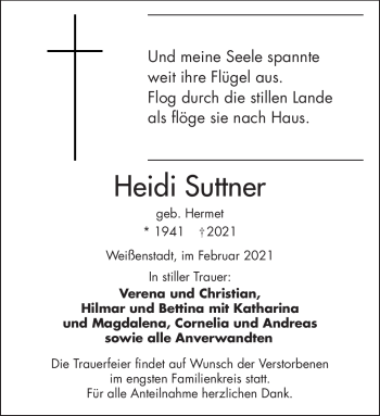 Traueranzeige von Heidrun Suttner von Frankenpost