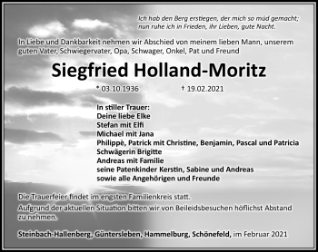 Traueranzeige von Siegfried Holland-Moritz von Südthüringer Presse
