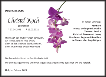 Traueranzeige von Christel Koch von Südthüringer Presse