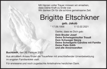 Traueranzeige von Brigitte Eltschkner von Neue Presse Coburg