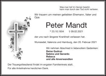 Traueranzeige von Peter Mandt von Frankenpost
