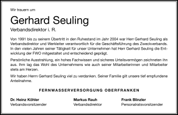 Traueranzeige von Gerhard Seuling von Neue Presse Coburg