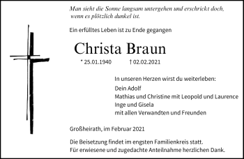 Traueranzeige von Christa Braun von Neue Presse Coburg