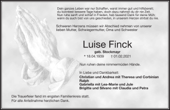 Traueranzeige von Luise Fink von Frankenpost