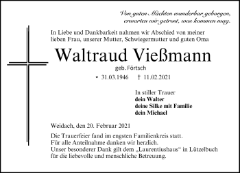 Traueranzeige von Waltraud Vießmann von Neue Presse Coburg