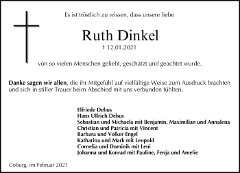 Traueranzeige von Ruth Dinkel von Neue Presse Coburg