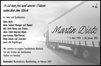 Traueranzeige von Martin Dietz von Südthüringer Presse