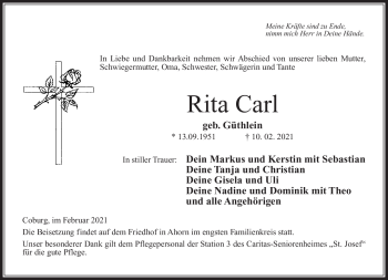Traueranzeige von Rita Carl von Neue Presse Coburg