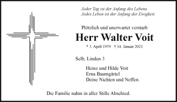 Traueranzeige von Walter Voit von Frankenpost