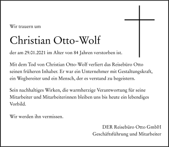Traueranzeige von Christian Otto-Wolf von Frankenpost