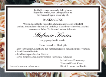 Traueranzeige von Stefanie Knies von Südthüringer Presse