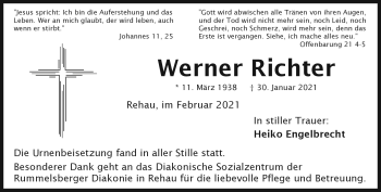 Traueranzeige von Werner Richter von Frankenpost