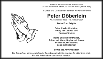 Traueranzeige von Peter Döberlein von Frankenpost