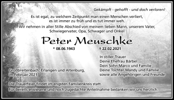 Traueranzeige von Peter Meuschke von Südthüringer Presse