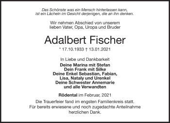 Traueranzeige von Adabert Fischer von Neue Presse Coburg