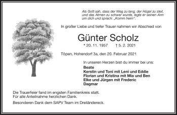 Traueranzeige von Günter Scholz von Frankenpost