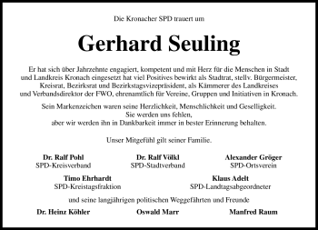 Traueranzeige von Gerhard Seuling von Neue Presse Coburg