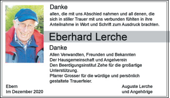 Traueranzeige von Eberhard Lerche von Neue Presse Coburg