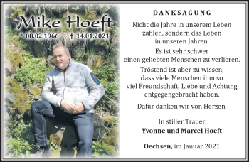 Traueranzeige von Mike Hoeft von Südthüringer Presse