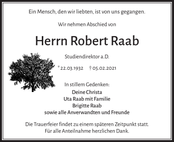 Traueranzeige von Robert Raab von Frankenpost