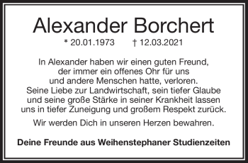 Traueranzeige von Alexander Borchert von Frankenpost