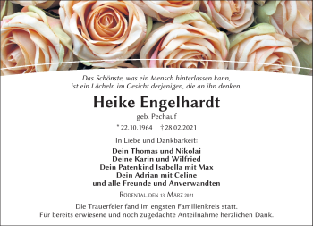 Traueranzeige von Heike Engelhardt von Neue Presse Coburg