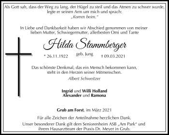 Traueranzeige von Hilda Stammberger von Neue Presse Coburg