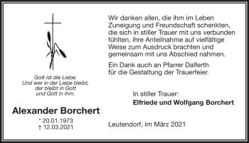 Traueranzeige von Alexander Borchert von Frankenpost