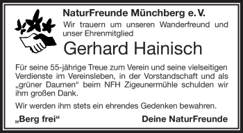 Traueranzeige von Gerhard Hainisch von Frankenpost