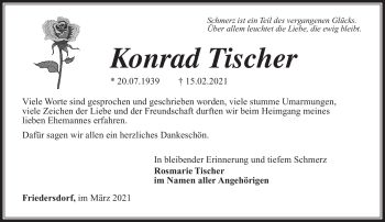 Traueranzeige von Konrad Tischer von Südthüringer Presse
