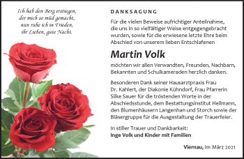 Traueranzeige von Martin Volk von Südthüringer Presse