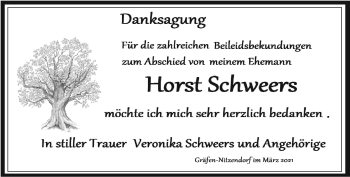 Traueranzeige von Horst Schweers von Südthüringer Presse