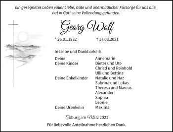 Traueranzeige von Georg Wolf von Neue Presse Coburg