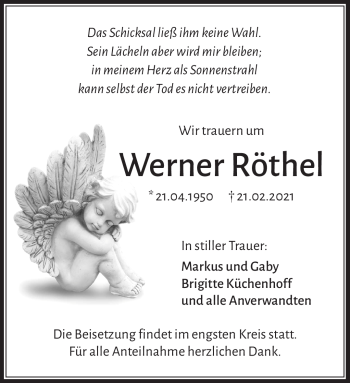 Traueranzeige von Werner Röthel von Frankenpost