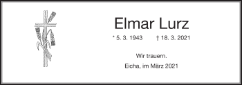 Traueranzeige von Elmar Lurz von Neue Presse Coburg